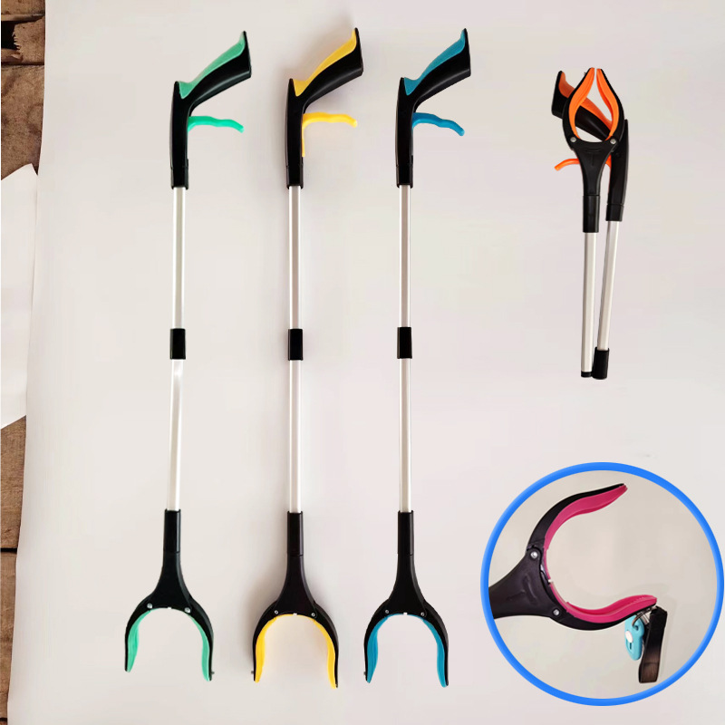 Garbage Picking Clip Picker Household Outdoor Picker Sanitation Foldableable Aluminum Alloy Pole Extended Sanitary Clip