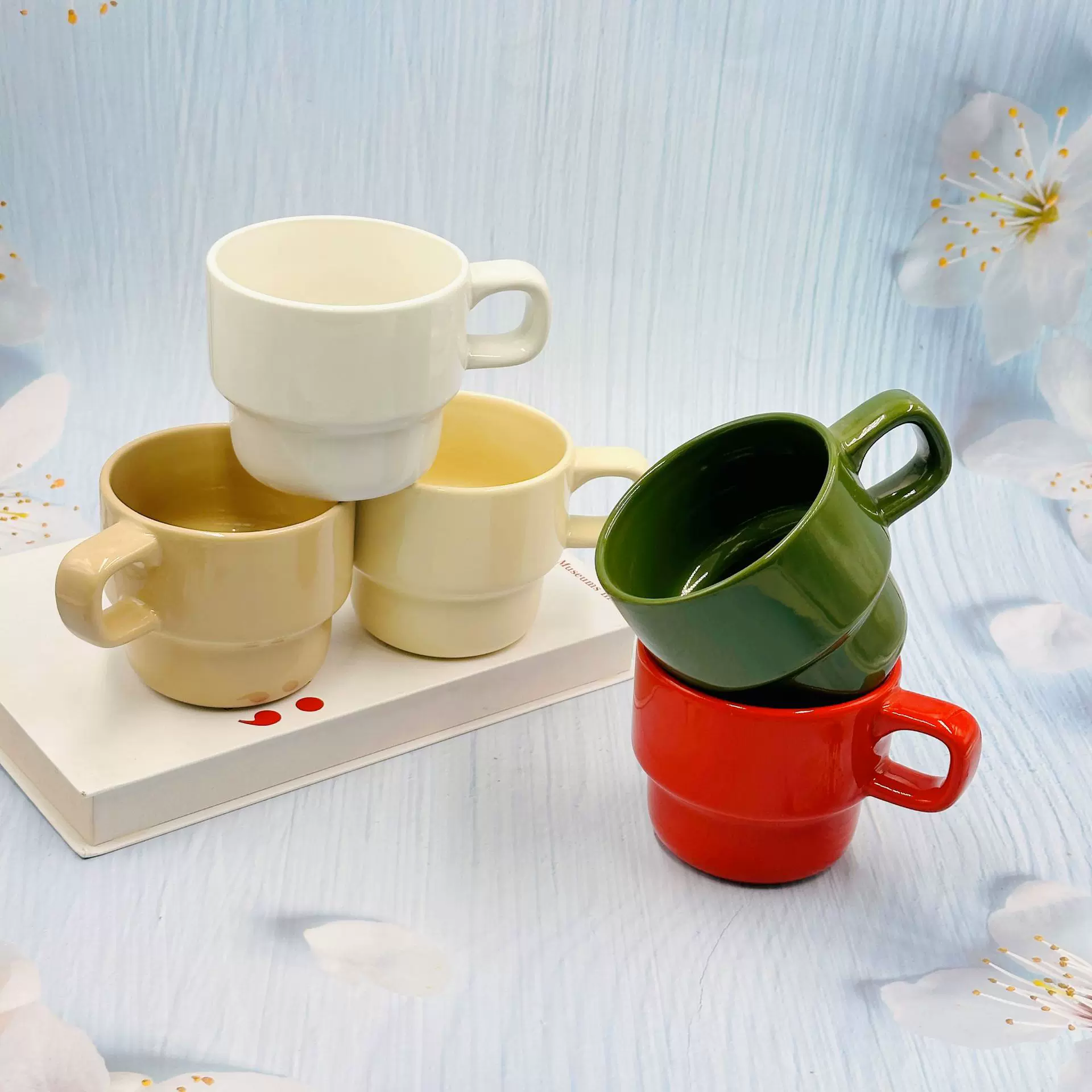 抖音网红陶瓷杯叠叠杯情侣马克杯创意牛奶豆浆促销礼品罗叠杯定制