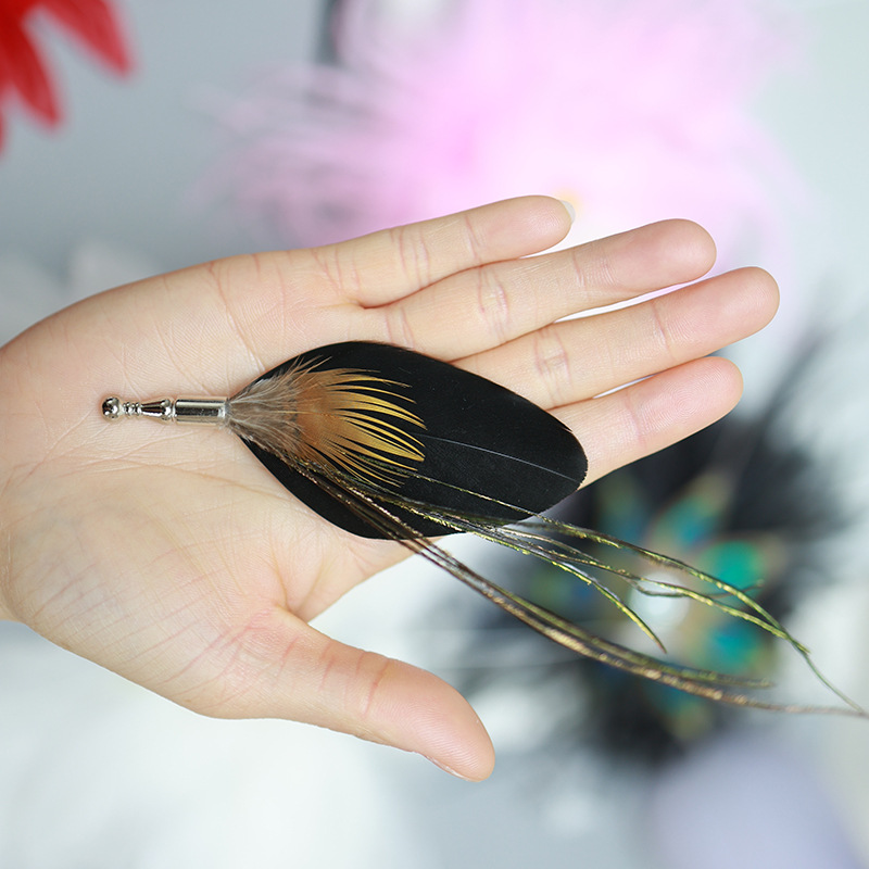 Plumas negras al por mayor diy materiales hechos a mano bolsas accesorios accesorios para niños jardín de infantes creativo curso de arte