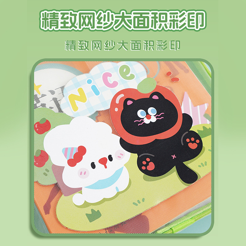 Bolsa de archivo transparente personalizada de malla portátil bolsa de libro portátil de papel de examen de estudiante bolsa de almacenamiento de clasificación de apertura en forma de L 3 capas