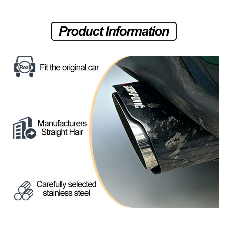 Single outlet carbon fiber stainless steel exhaust pipe tailpipe silencer satin carbon fiber silver blue black