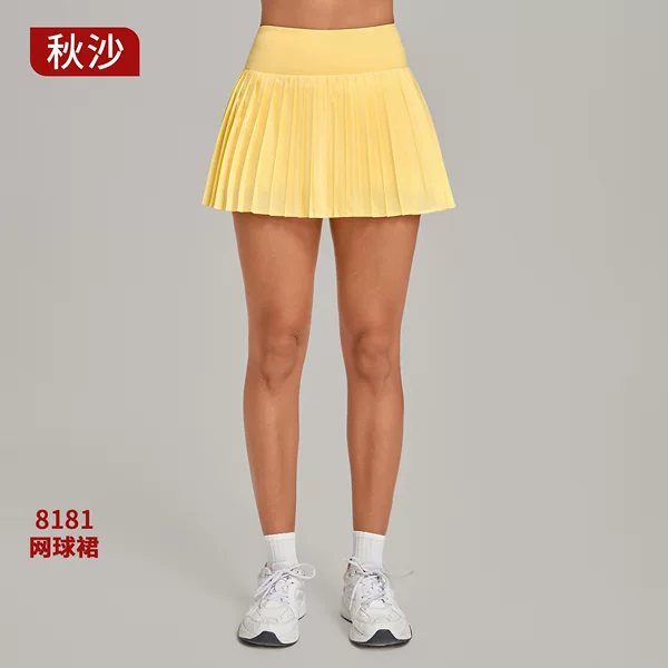 Autumn high-waisted breathable sports skirt, hip-covering, slimming, outdoor fitness, tennis skirt, anti-exposure yoga skirt 8181