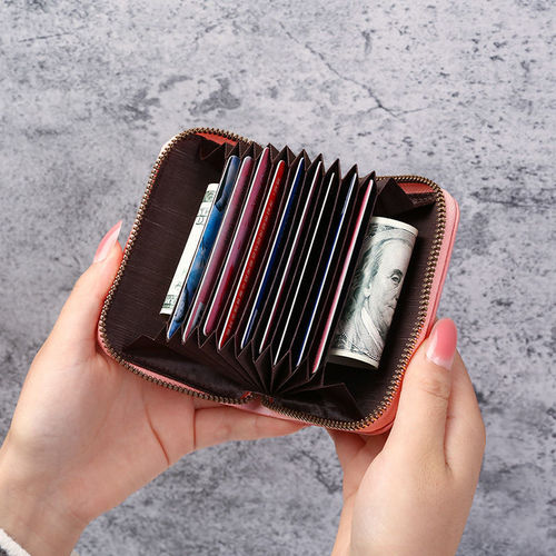 New anti-degaussing card holder for female students, Korean version of driver’s license card holder, zipper, accordion card holder, change in one
