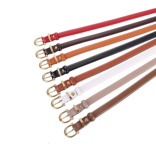Bestselling Women's Small Belt with Fashion Pin buckle Genuine Leather Slim Waist Belt for Women Versatile Decorative Jeans Belt Black Wholesale