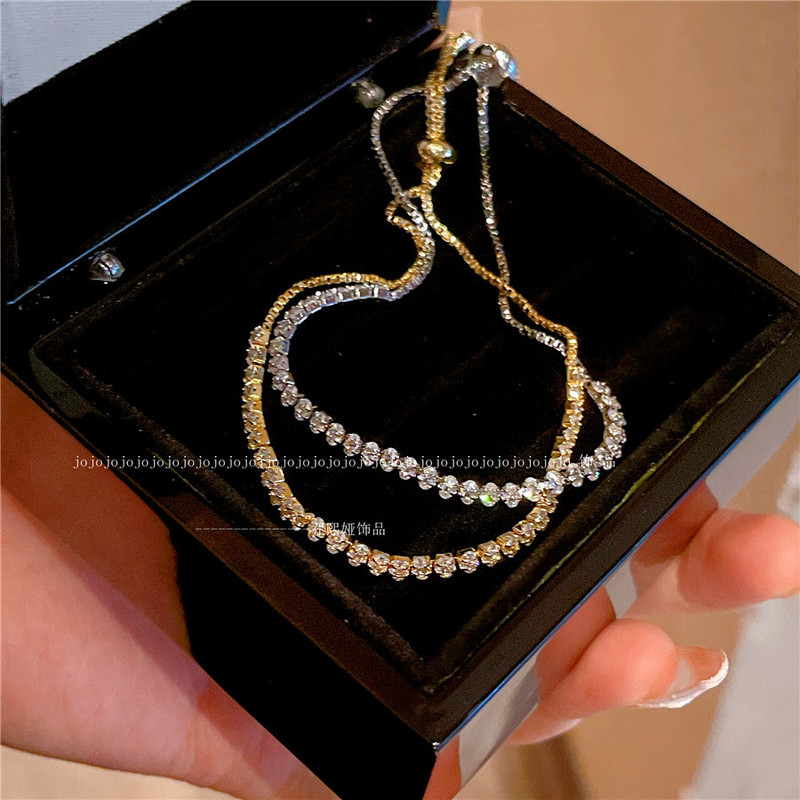 New Niche Sparkling Zircon Bracelet 2025 New White Micro-inlaid Electroplated Real Gold Hand Rope