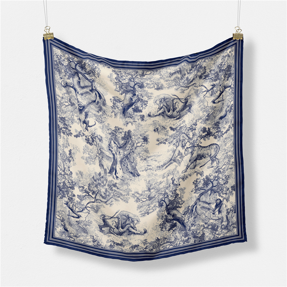 82g Weight Silk Scarf Classification Daily Occasion Satin Material Animal, Plant Pattern Summer, Spring Season Women's Gender Printing Design Simple Style Style Women's Simple Style Animal Plant Satin Printing Silk Scarf 1