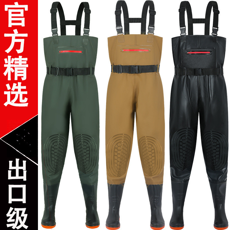 下水裤加厚耐磨捕鱼半身雨裤男女连体防水衣服全身皮叉裤子水鞋|undefined