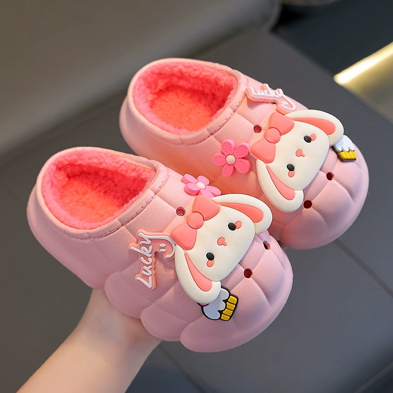 Зимние Детские хлопковые тапочки для мальчиков и девочек, теплые непромокаемые Нескользящие Детские тапочки на флисовой подкладке От 1 до 3 лет 2 детские пушистые Тапочки