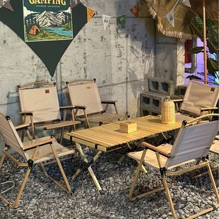 Trendy Camping-Style Bar Table and Chair Set for Bars, Bistros, Barbecue, Milk Tea Shops, Cafes, Outdoor Seating, Commercial Use, and Leisure