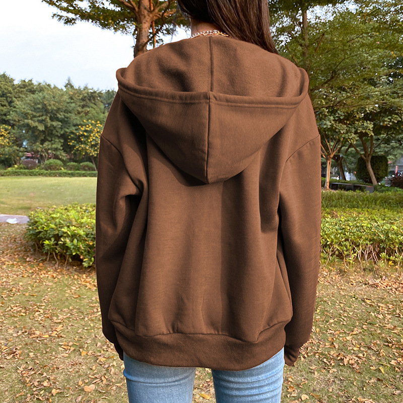 Solid Color Hooded Sweatshirt NSYF68089