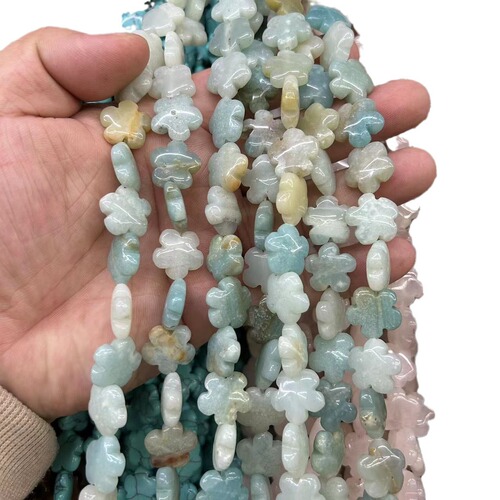 Plum Blossom Loose Beads, Tiger Eye Green Turquoise, Green Dongling DIY Jewelry: Wholesale Beaded Snowflake Jade & Gemstone Accessories for Bracelets and Necklaces