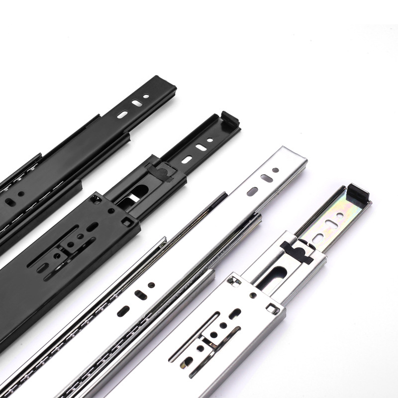 45 ancho 1.2 * 1.2 * 1.4 accesorios de hardware de muebles tres secciones de cajón de bolas de acero rieles deslizantes de guía de rieles fuente de fábrica