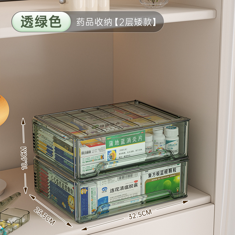 星优抽屉式家庭装药箱家用大容量医药箱透明可视药物收纳盒|undefined
