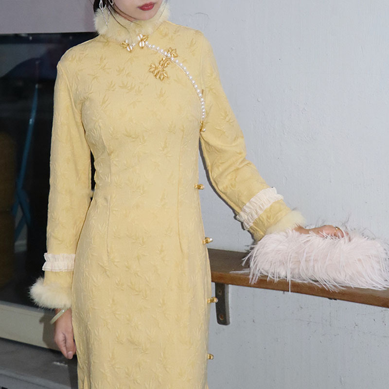 New Chinese-style Fleece-lined Thickened Improved Cheongsam, 2025 New Model, Youthful Sophisticated, Autumn And Winter_ecoleips.com