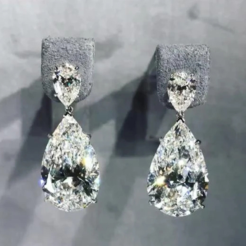 Fashion Shining Micro-set Zircon Water Drop Shaped Copper Earrings Wholesale display picture 1