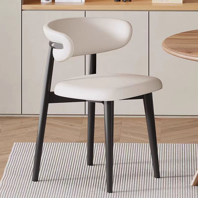Nordic Imitation Wood Dining Chair for Home Use, Modern Minimalist Hotel Restaurant Soft Backrest Chair, Iron Art Chair, Comfortable Solid Wood