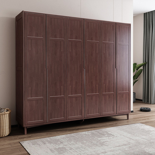 Nordic solid wood double door wardrobe bedroom rental room simple wooden household wardrobe small apartment combination storage cabinet