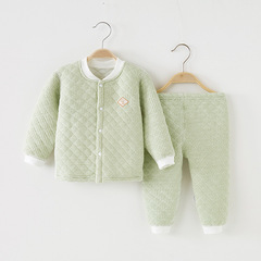 Spring and Autumn Baby Underwear Cotton Winter Infant Clothes Fleece Thick Autumn Set Newborn Baby Warm Sleepwear