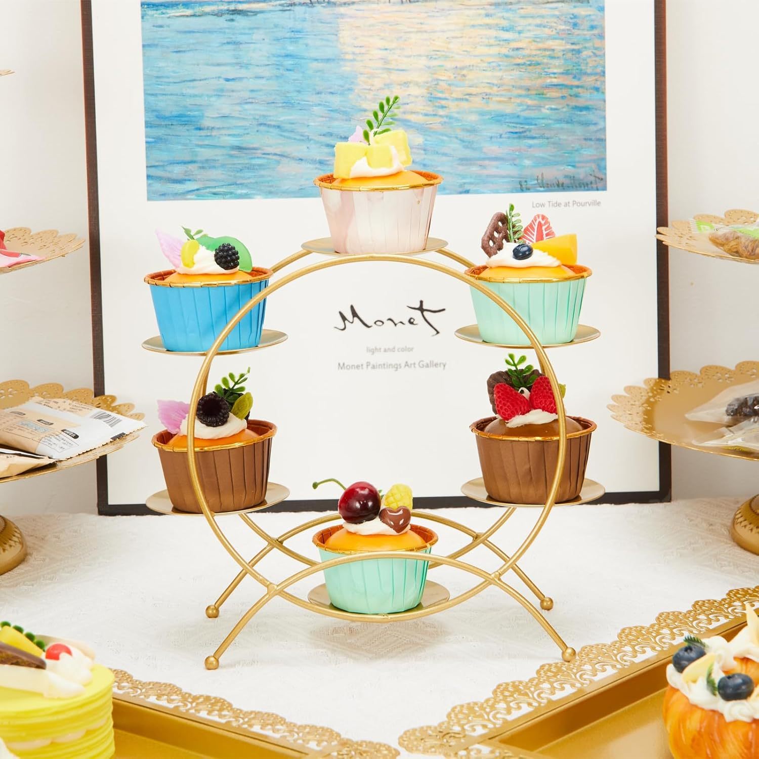 Tabla de postres estante de exhibición estante de pasteles de postre bandeja de pasteles de comida fría estante de mesa de descanso estante de té de la tarde estante de refrigerio