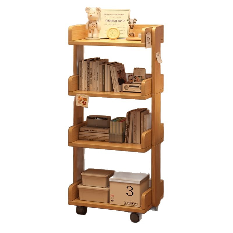 Estante de madera sólida estante de piso sala de estar mostrador de almacenamiento multifuncional armario de almacenamiento armario de librería móvil