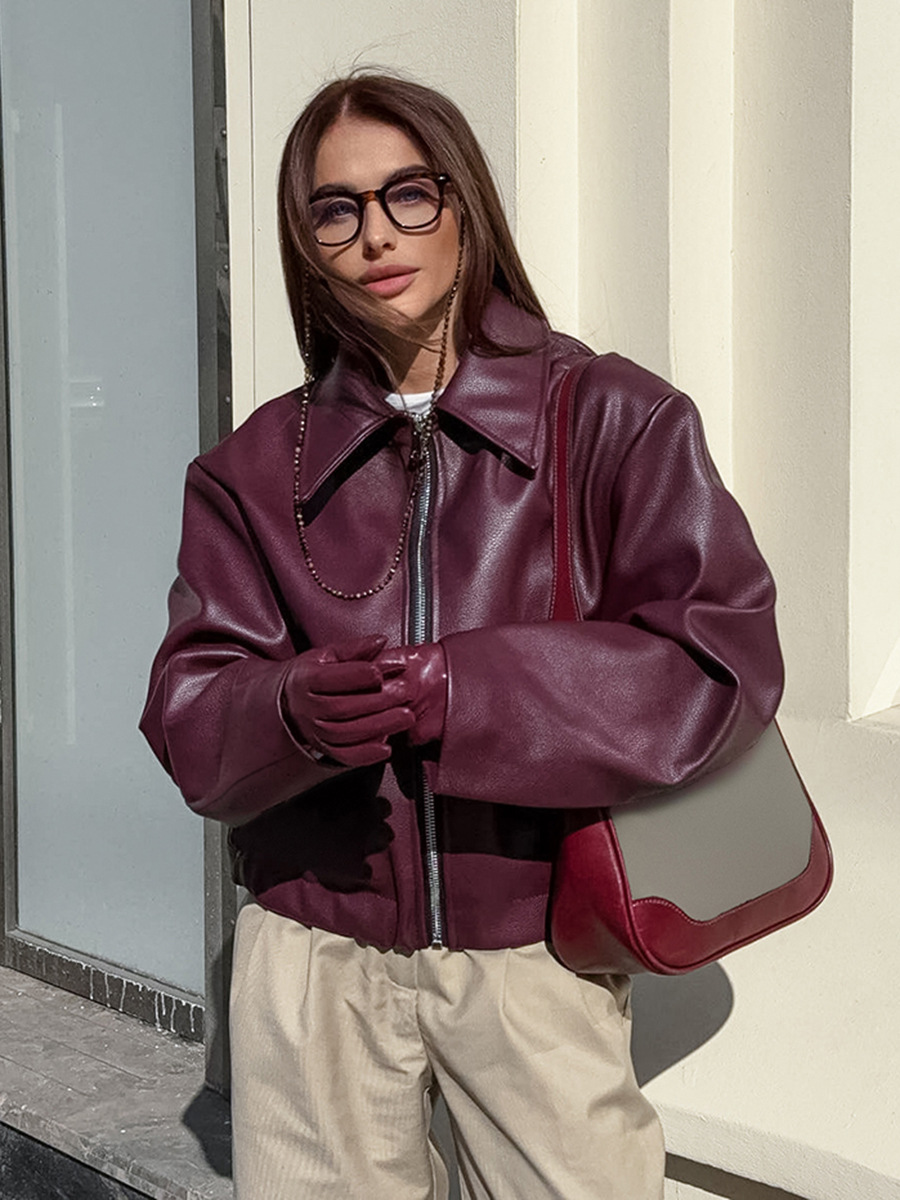 retro burgundy demi-season matte jacket