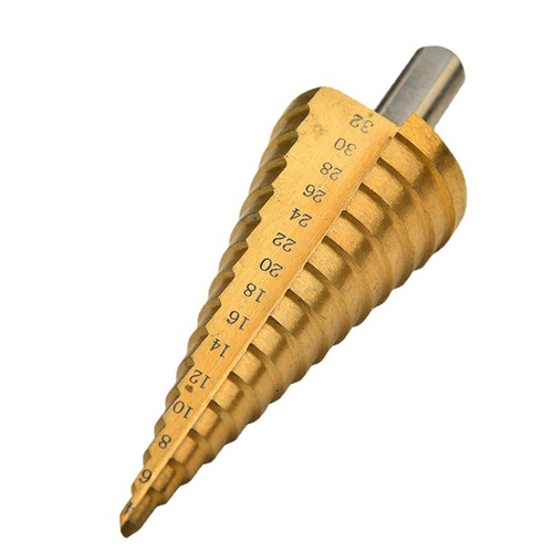 Large three-piece triangular shank straight groove step drill 4-32, 4-20, 4-12, titanium-plated pagoda drill hole opener