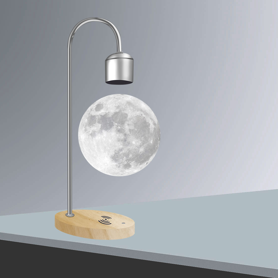 Lámpara De Luna suspendida 3D impresión integrada sin fisuras creativa suspensión magnética lámpara de mesa de Luna decoración del hogar LED luz de la noche