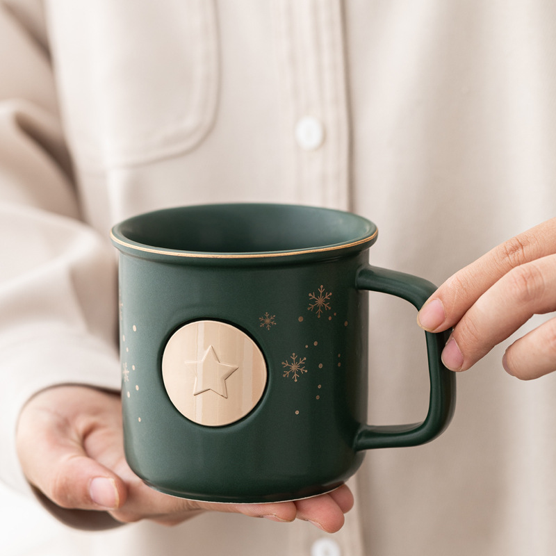 Navidad regalo de bronce de metal taza de cerámica regalos de negocios al por mayor grabado impresión LOGO