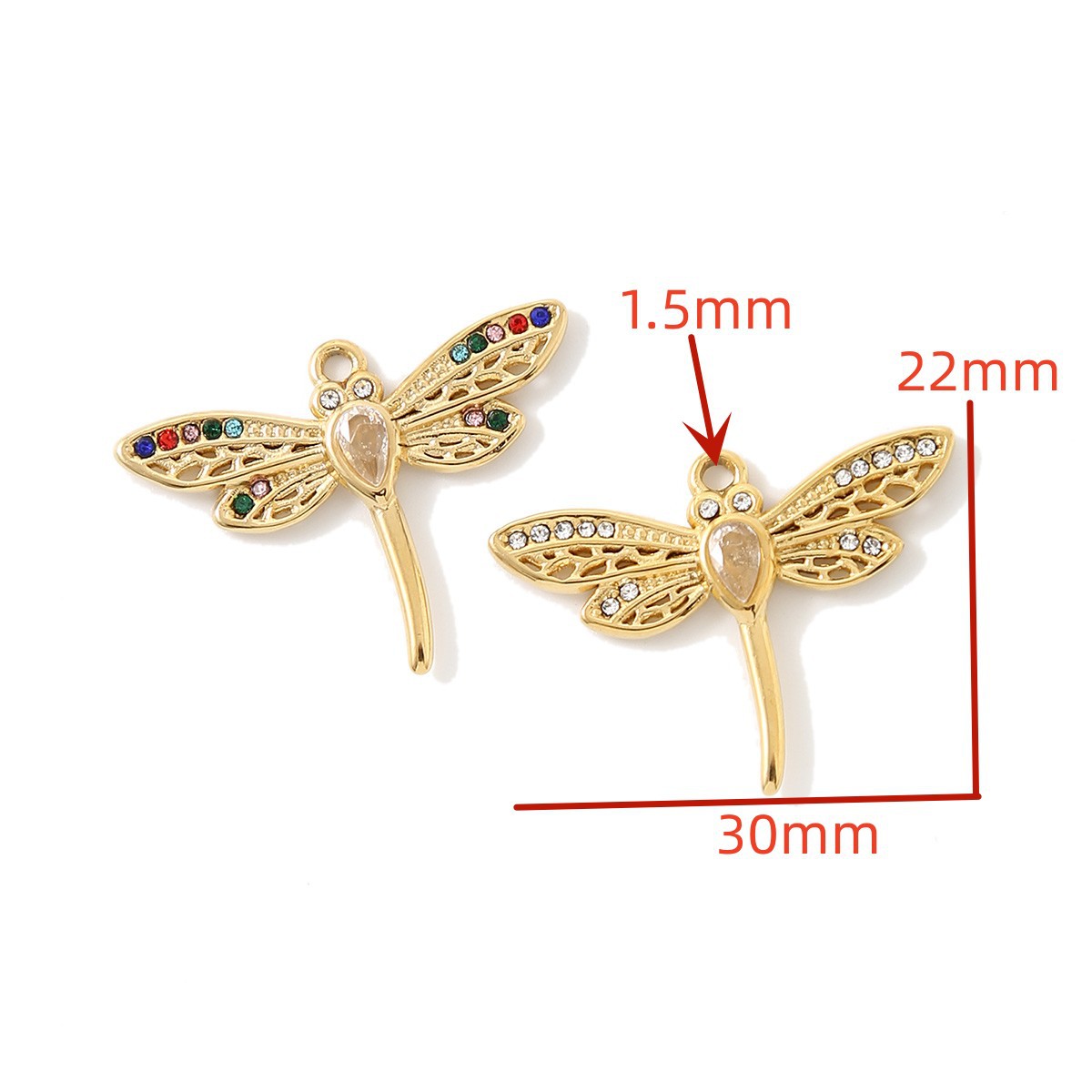 4g Weight Pendant Jewelry Making Type 20 * 27mm Jewelry Making Size Zircon Inlay Material Jewelry Accessories Classification 304 Stainless Steel Material Dragonfly Pattern All Seasons Season Plating Design Elegant, Glam Style 20 * 27mm 304 Stainless Steel Zircon Dragonfly Pendant Jewelry Accessories 3
