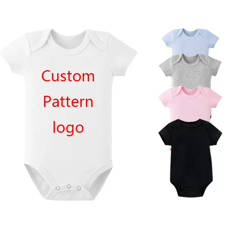 跨境外贸纯色棉质三角哈衣婴幼儿童包屁衣夏季短袖信封领连体衣