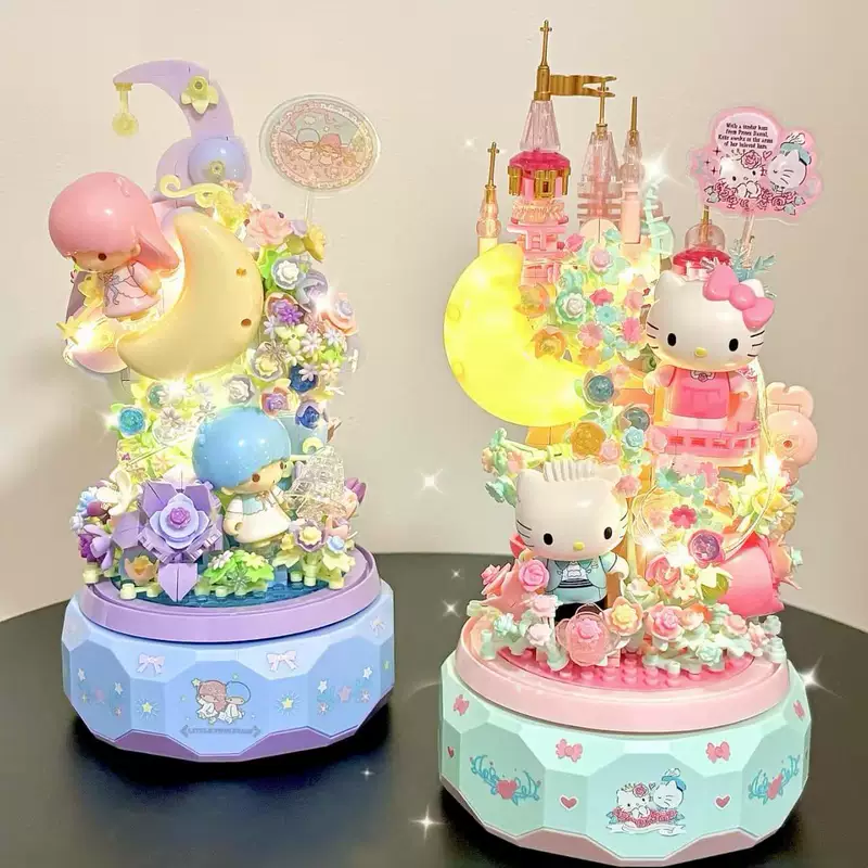 月光社 Sanrio Hello Kitty, игрушка-музыкальная шкатулка-конструктор, подарок для девочки