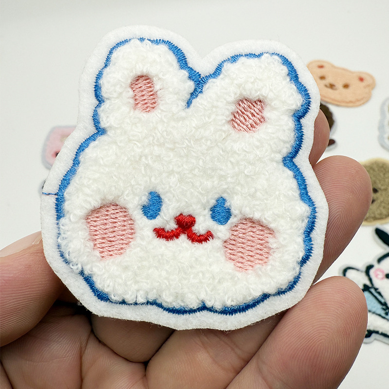 スポットタオル刺繍漫画布ステッカーウサギ刺繍パッチステッカー自己粘着縫い目なしパッチ刺繍バッグ帽子装飾ステッカー|undefined