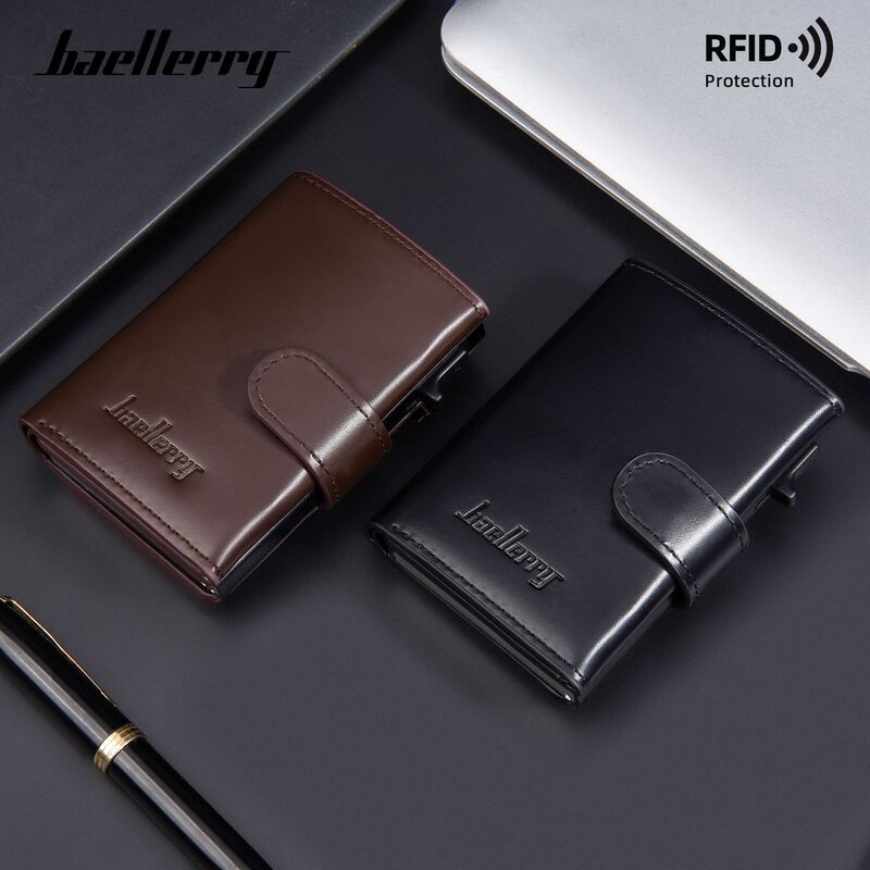 メンズカードホルダー baellerry クロスボーダーファッションマルチカードスロット RFID 盗難防止スワイプスナップアルミボックスクレジットカードホルダー|undefined