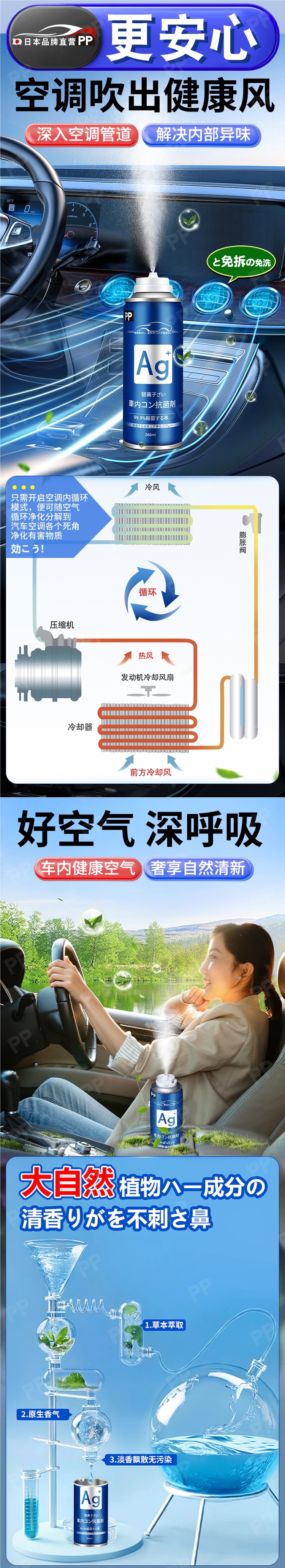 Car Odor Removal Air Conditioner Anti-Bacterial Car Deodorant Car Air Freshener Deodorizing Artifact Disinfection Spray