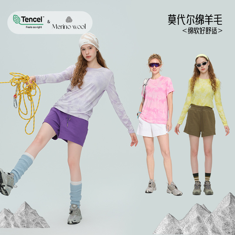 2026 Spring New Yoga Wear for Women, Tie-Dye Long-Sleeved Gradient Color T-Shirt, Sports Fitness Loose Round-Neck Pullover