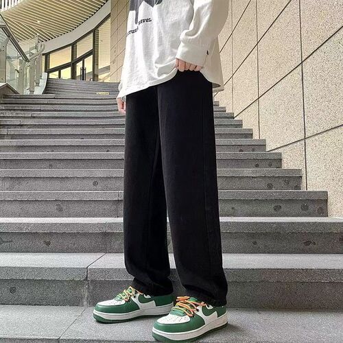 Southeast Asian shrimp skin TK basic model large size zipper jeans men's loose straight leg casual work long pants