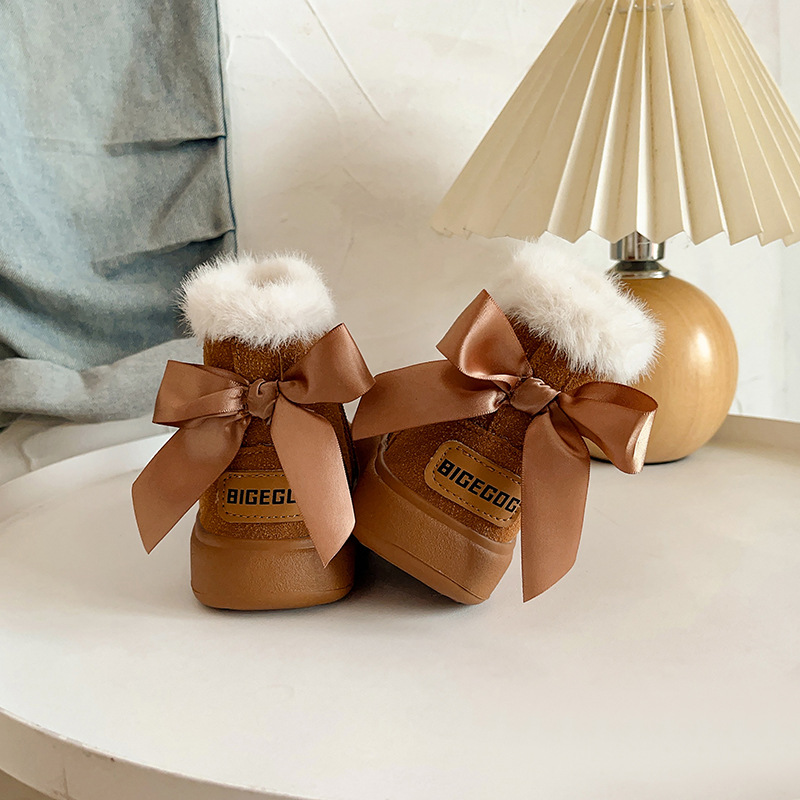 Botas de nieve para niños 2024 invierno nuevos zapatos de invierno para niñas zapatos de algodón de nieve para niñas zapatos de peluche zapatos para niños