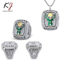 NBA 2021 密尔沃基 雄鹿 总冠军戒指男官方新款亚马逊新款项链