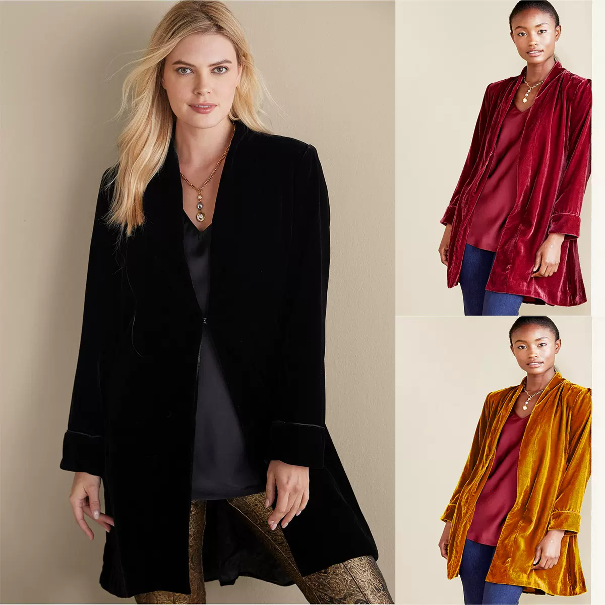 欧美跨境街头潮流Ins丝绒长西装外套开衫2025外贸新款长袖风衣女