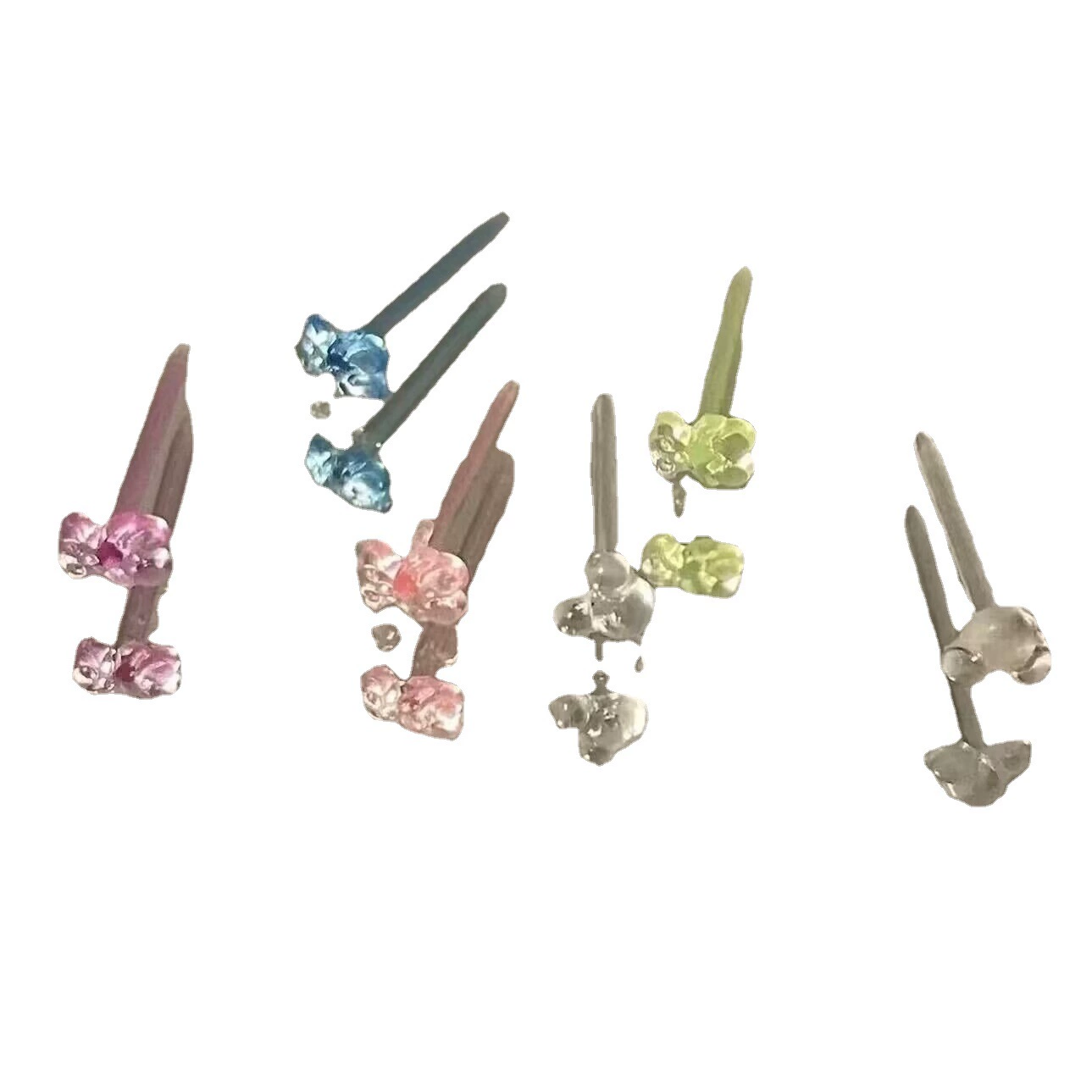  Resin transparent ear studs, hypoallergenic low‑irritation design, lightweight unisex