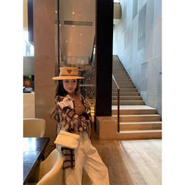 钱风印花长袖衬衫女夏薄款复古小众高级感宽松防晒上衣