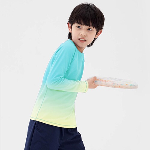 New yoga suits for girls, boys, and children, with small, medium, and large sizes, gradient color, long sleeves, outdoor running and fitness, quick-drying.