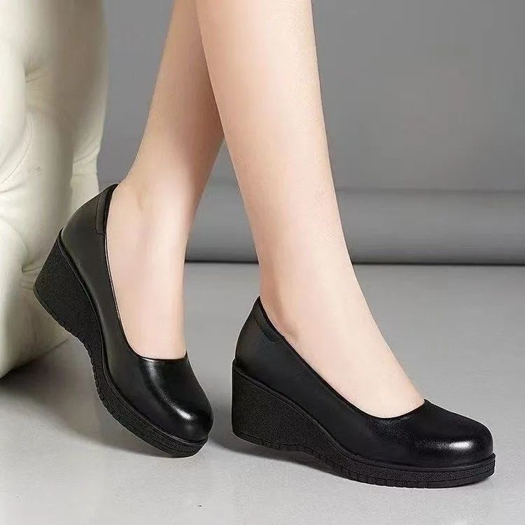 Zapatos de un solo pie de pedal de talón superficial para mujeres primavera y otoño de 2026 nuevos zapatos de talón alto Mary Jane zapatos de cuero de madre