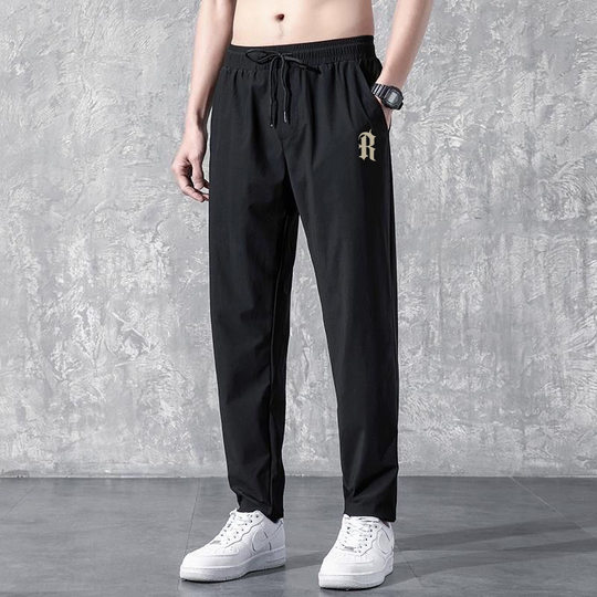 Thin straight autumn and winter men's casual pants plus size slim fit sports pants Korean style trendy loose long pants men