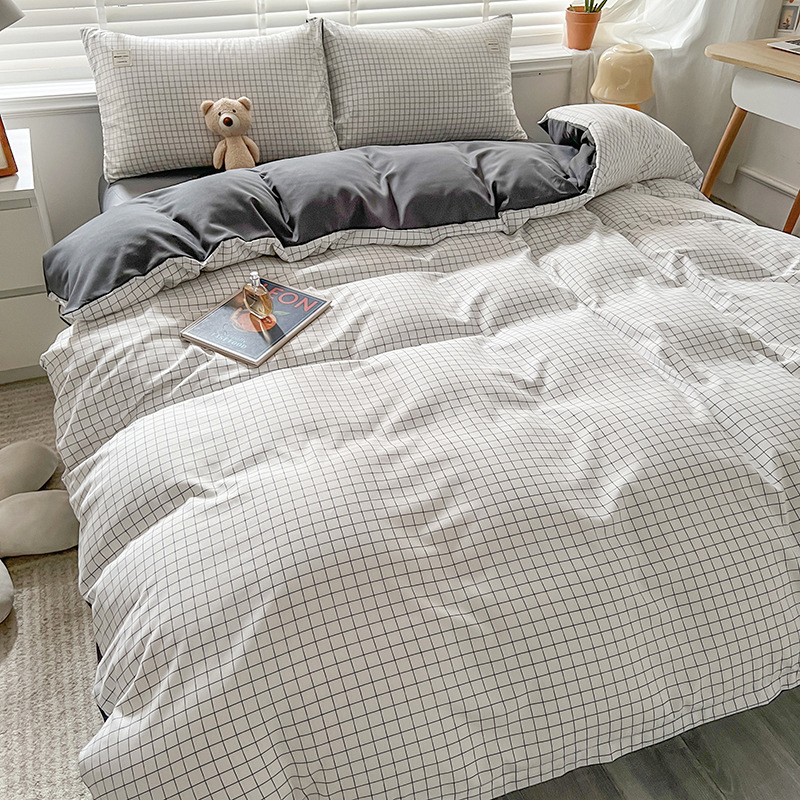 日本式水洗い綿純色四点セットシンプル無印風学生寮純綿三点セット純綿シーツ