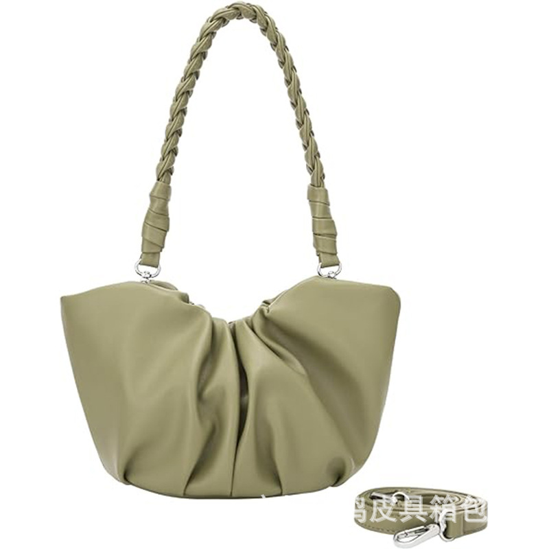 Customized Portable Cloud Bag Meniscus Shoulder Fold High Craftsmanship Ladies Fashion Dumpling Hobo Bag Diagonal Leather