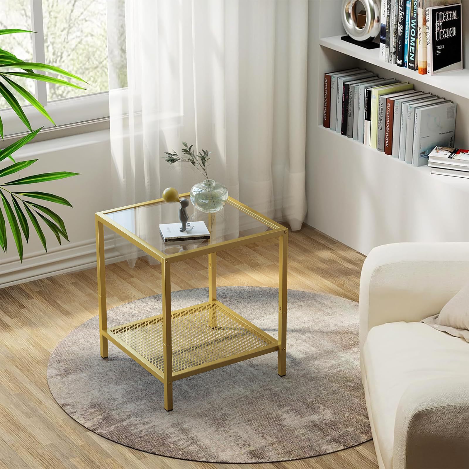 Mesa de café de vidrio mesa de té de lujo ligera sala de estar alta sensación mesa de café cuadrada de vidrio templado mesa de té