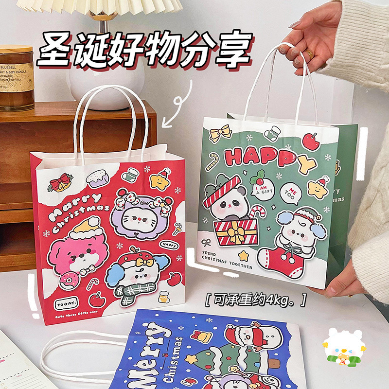 卡通圣诞礼品袋可爱手提礼物包装袋创意大号纸袋子生日礼物甜品袋
