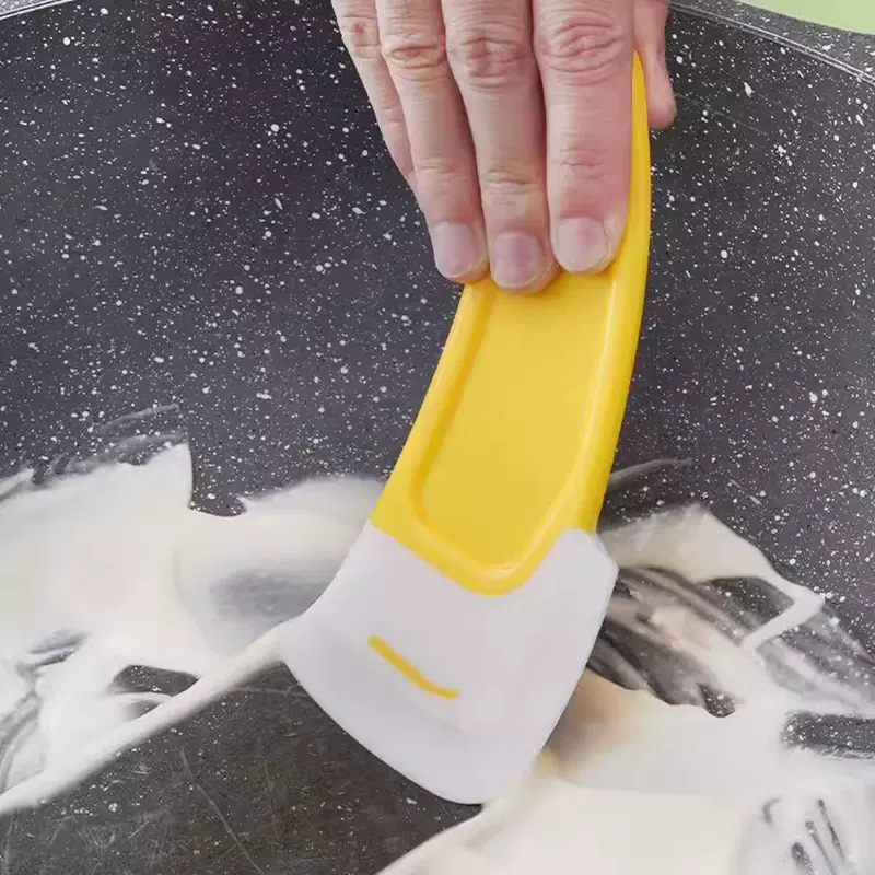 硅胶刮刀锅底清洁耐高温平底锅刮板 黄色软头清洁器 污渍清理刮刀