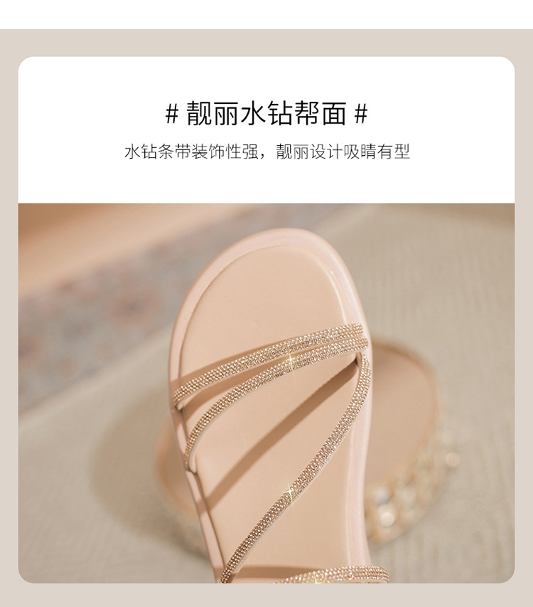 Sandal đính đá nữ đế thấp lấp lánh phong cách Tây, dễ phối đồ — BK110 màu bạc chi tiết 9